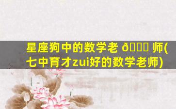 星座狗中的数学老 🐞 师(七中育才zui
好的数学老师)